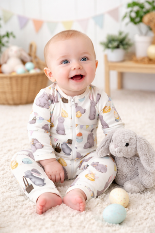 Coverall with 2 Way Zipper Natural Egg Hunt