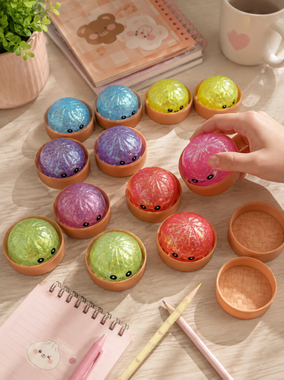 Beaded Dumpling Squishy Fidget Toy – Sensory Stress Relief Squeeze Toy for Anxiety, Focus & Calm | Bead-Filled Kawaii Dumpling Squishy