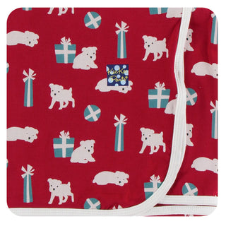 Print Swaddling Blanket Crimson Puppies & Presents