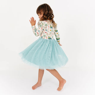 Coastal Christmas Flutter Long Sleeve Tulle Twirl Dress