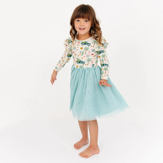Coastal Christmas Flutter Long Sleeve Tulle Twirl Dress