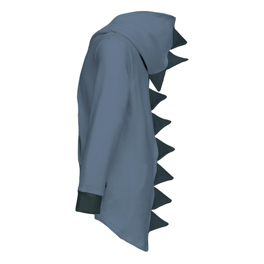 Fleece Dino Hooded Jacket: Parisian Blue with Pine