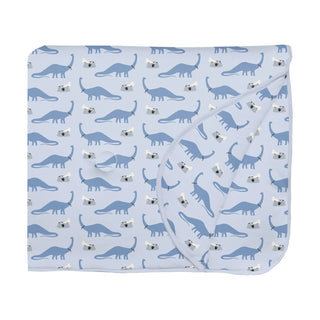 Fluffle Throw Blanket with Embroidery in Dew Pet Dino
