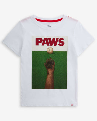 Dog Paws White Graphic Short Sleeve Tee – Boys 100% Cotton Dog Graphic T-Shirt