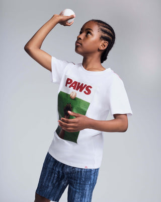 Dog Paws White Graphic Short Sleeve Tee – Boys 100% Cotton Dog Graphic T-Shirt