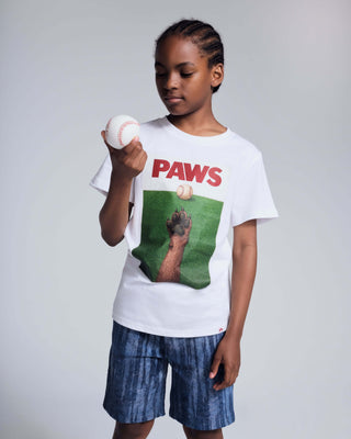 Dog Paws White Graphic Short Sleeve Tee – Boys 100% Cotton Dog Graphic T-Shirt