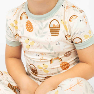 Hop To It Easter Bamboo Short Sleeve Kids Pajama Pants Set