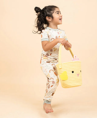 Hop To It Easter Bamboo Short Sleeve Kids Pajama Pants Set