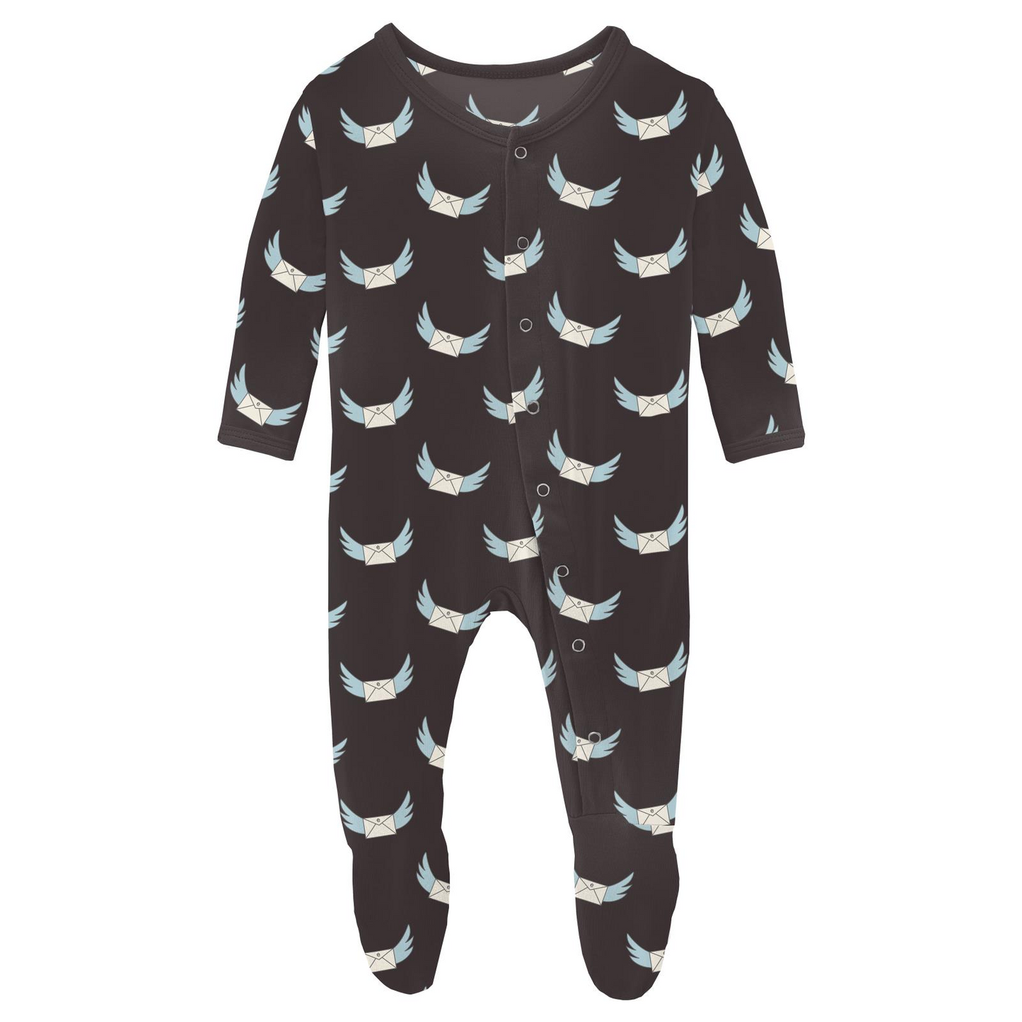 Kickee Pants Print Footie with Snaps: Midnight Email