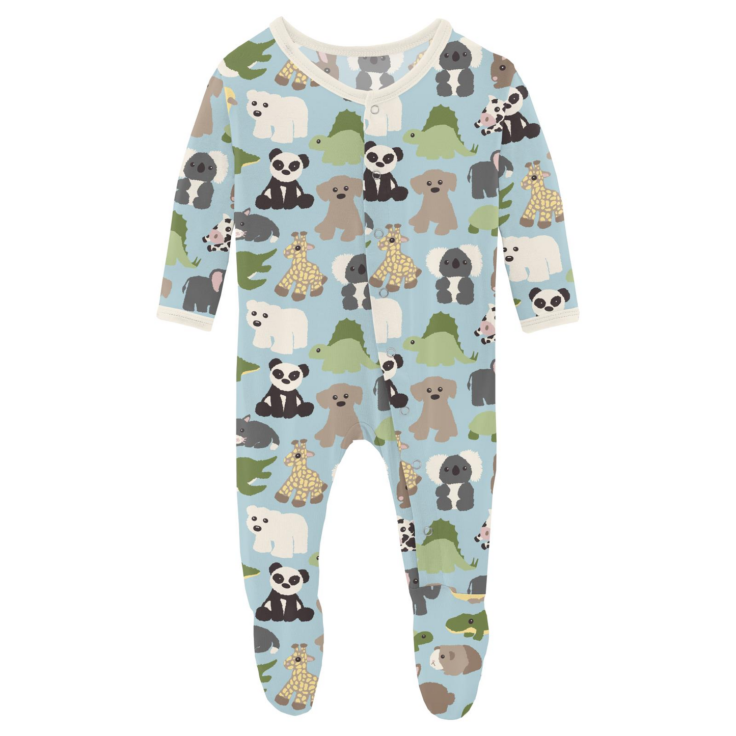 Kickee Pants Print Footie with Snaps: Spring Sky Too Many Stuffies