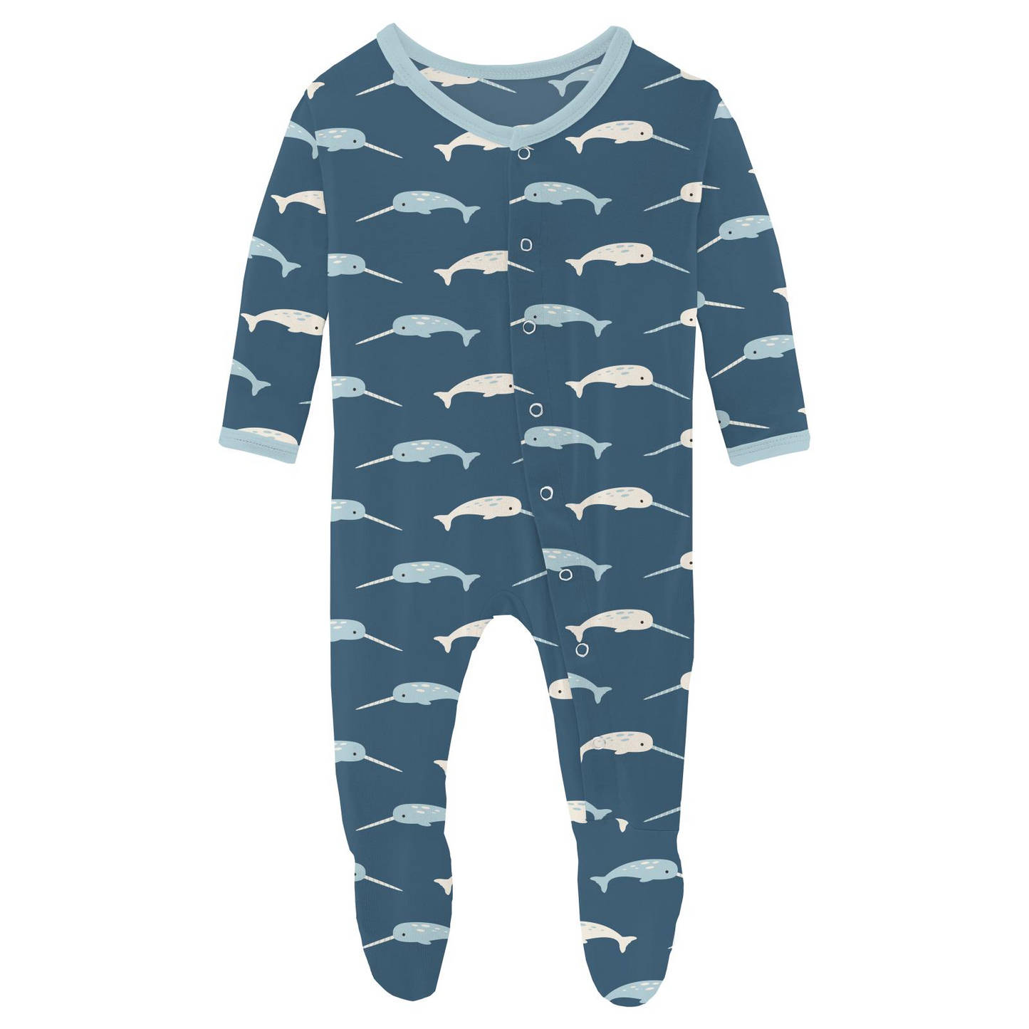 Print Footie with Snaps: Deep Sea Narwhal