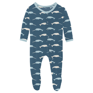 Print Footie with Snaps: Deep Sea Narwhal