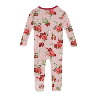 Convertible Coverall in Baby Rose Holiday Floral