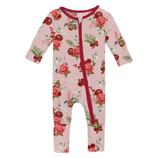 Convertible Coverall in Baby Rose Holiday Floral