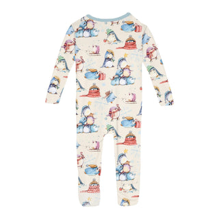 Convertible Coverall in Natural Silly Penguins