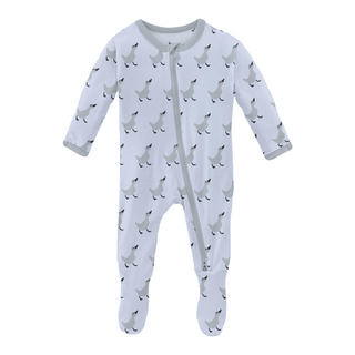 Print Footie with 2 Way Zipper: Dew Ugly Duckling