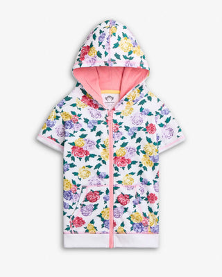 Floral Garden Marissa Hoodie – Girls Short Sleeve Floral Zip-Up Hoodie