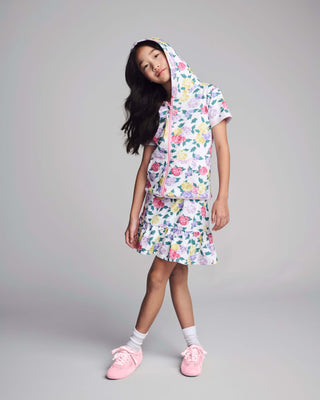 Floral Garden Marissa Hoodie – Girls Short Sleeve Floral Zip-Up Hoodie