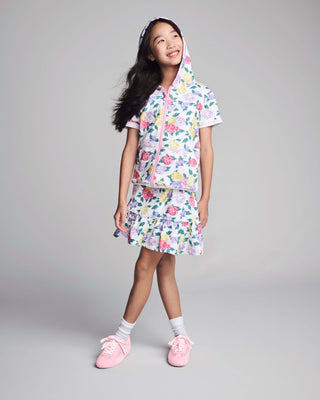 Floral Garden Marissa Hoodie – Girls Short Sleeve Floral Zip-Up Hoodie