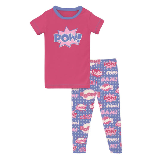Kickee Pants Short Sleeve Graphic Tee Pajama Set: Forget Me Not Comic Onomatopoeia