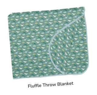 Fluffle Throw Blanket with Embroidery Shore Tiny Dinos