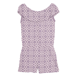 Print Summer Romper Lavender Flower Lattice