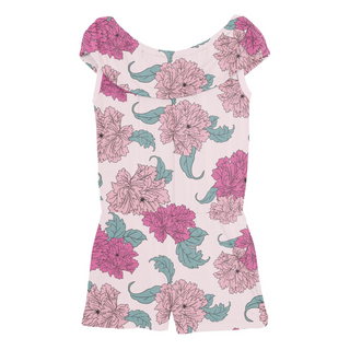 Print Summer Romper Shrinking Violet Peonies