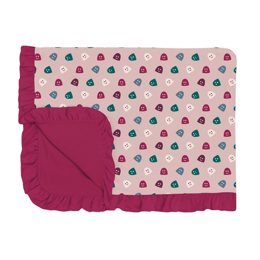 Kickee Pants Print Ruffle Toddler Blanket: Baby Rose Happy Gumdrops