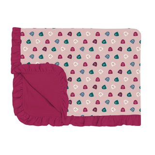 Bamboo Print Ruffle Toddler Blanket: Baby Rose Happy Gumdrops