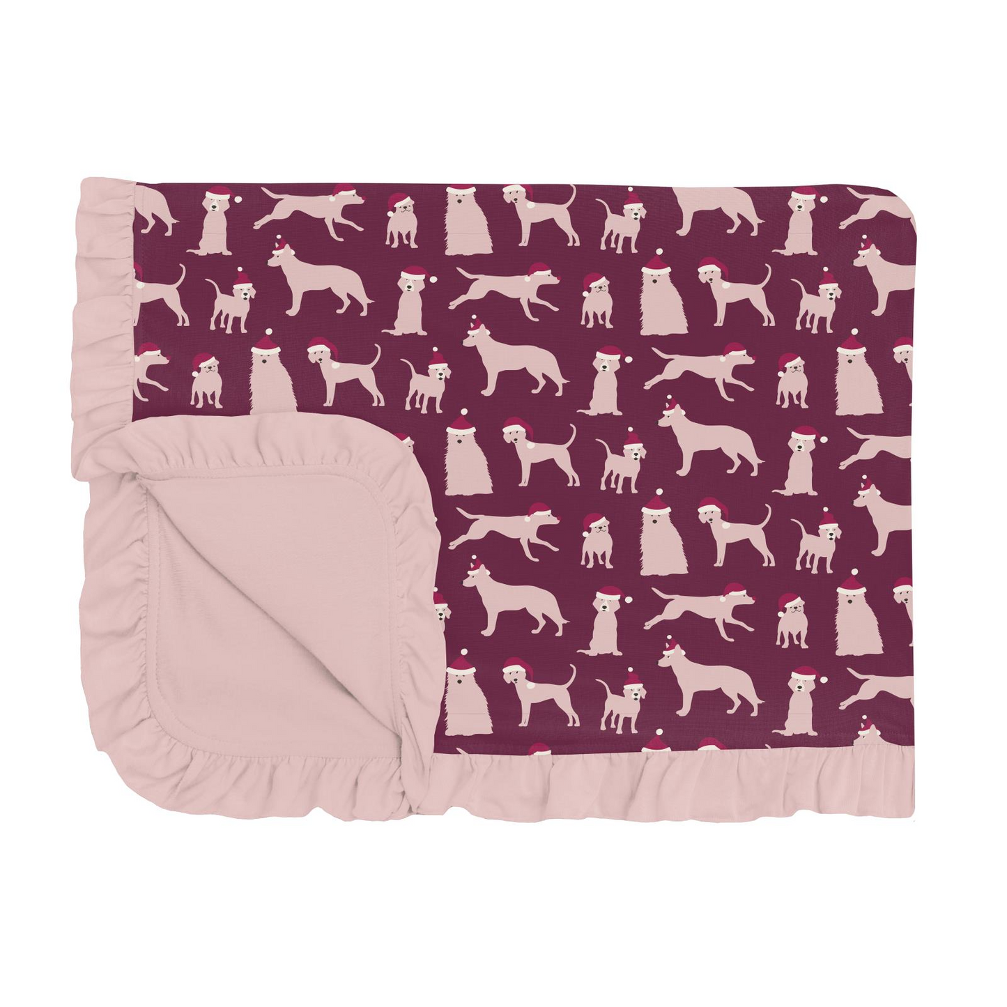Kickee Pants Print Ruffle Toddler Blanket: Melody Santa Dogs