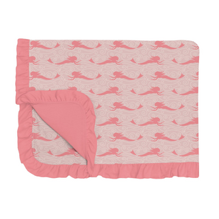 Bamboo Print Ruffle Toddler Blanket: Baby Rose Mermaid