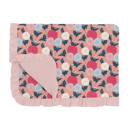 Kickee Pants Print Ruffle Toddler Blanket: Blush Enchanted Floral