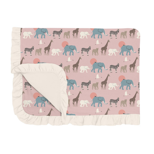 Print Ruffle Toddler Blanket: Baby Rose Just So Animals