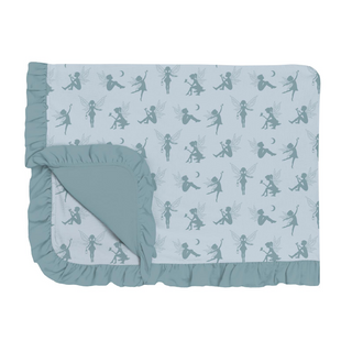 Print Ruffle Toddler Blanket: Illusion Blue Forest Fairies