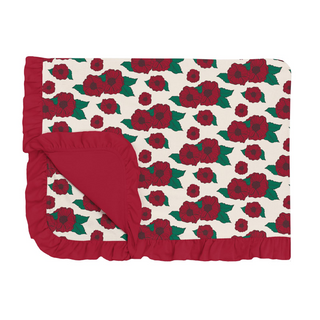 Print Ruffle Toddler Blanket in Holiday Poppies