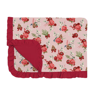 Ruffle Toddler Blanket in Baby Rose Holiday Floral