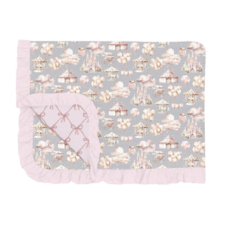 Ruffle Toddler Blanket in Dove Princess Dreams/Shrinking Violet Bow Lattice