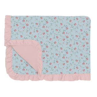 Ruffle Toddler Blanket in Spring Sky Floral Vines