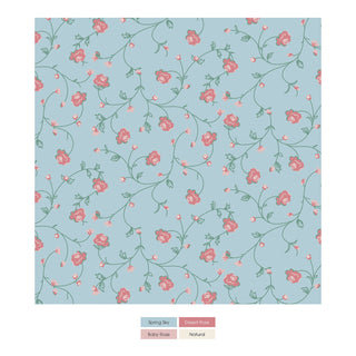 Ruffle Toddler Blanket in Spring Sky Floral Vines