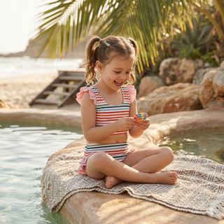 Sunset Stripes Flutter Bikini Girls Swimsuit