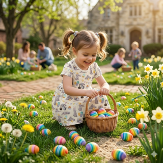 Flutter Sleeve Twirl Dress with Pockets in Natural Egg Hunt