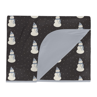 Print Double Layer Throw Blanket: Midnight Snowman