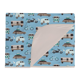 Print Double Layer Throw Blanket Seaside Blue On the Way