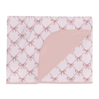 Double Layer Throw Blanket in Shrinking Violet Bow Lattice