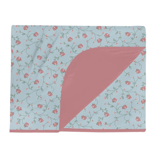 Double Layer Throw Blanket in Spring Sky Floral Vines