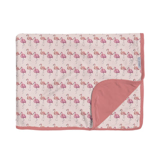 Double Layer Throw Blanket in Shrinking Violet Flamingo