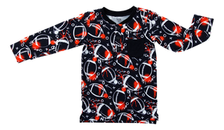 Graffiti Football Henley T-Shirt: Black & Orange