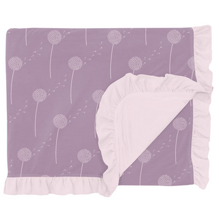 Ruffle Double Layer Throw Blanket Lavender Dandelion Wish