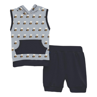 Hoodie Tank Outfit Set: Pearl Blue Baby Bumblebee