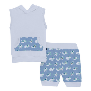 Bamboo Hoodie Tank Outfit Set: Dream Blue Axolotl Party